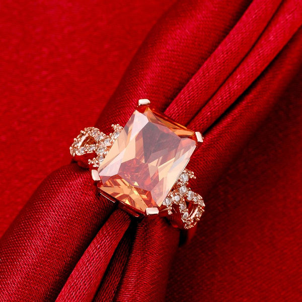 18K Rose Gold Plated Marceline Morganite Crystal Ring - Yahko Merchandise