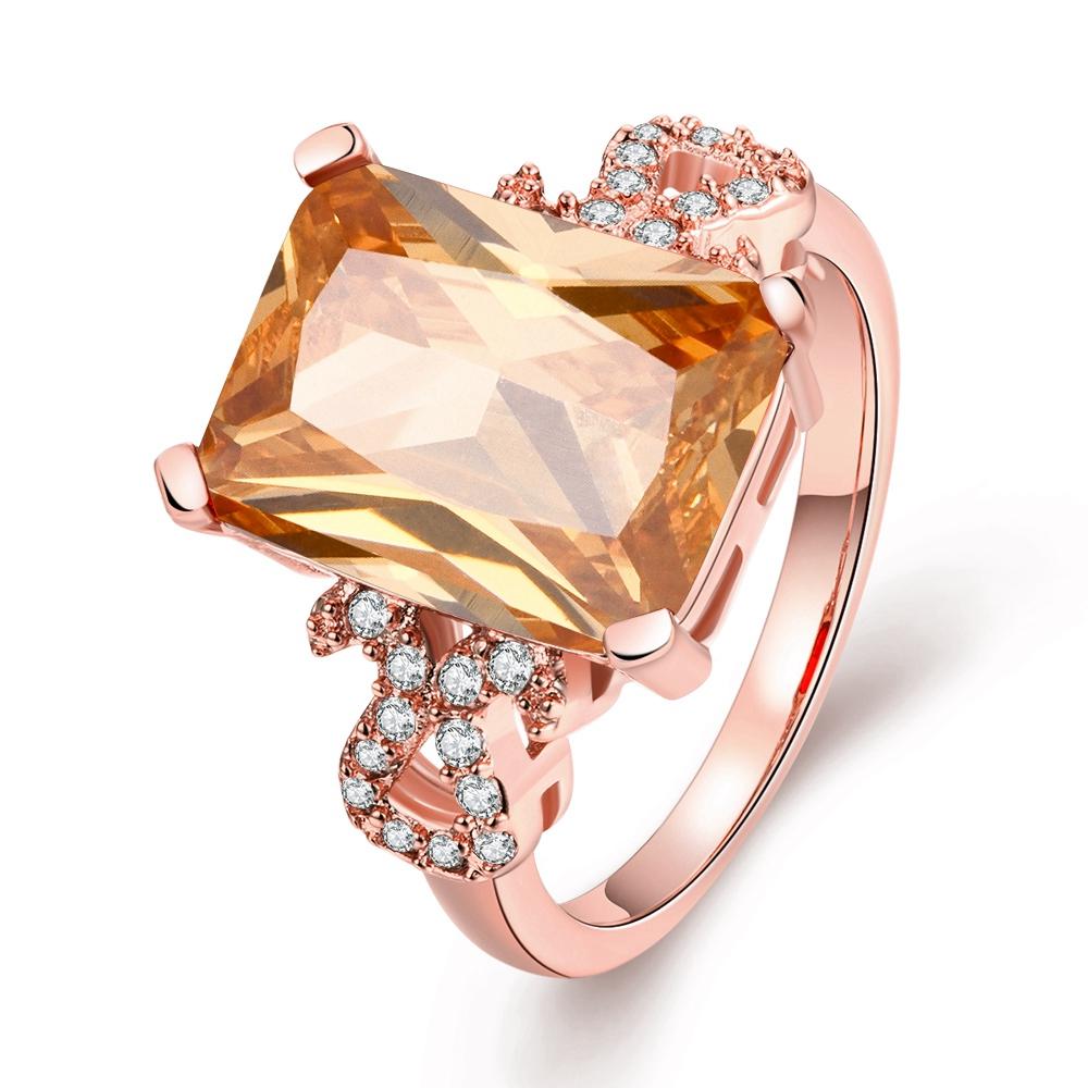 18K Rose Gold Plated Marceline Morganite Crystal Ring - Yahko Merchandise