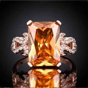 18K Rose Gold Plated Marceline Morganite Crystal Ring - Yahko Merchandise