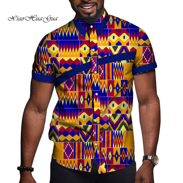 African Men Printed Polo