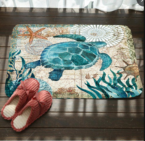 Sea turtle octopus seahorse doormat