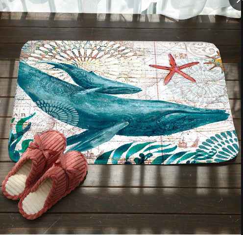 Sea turtle octopus seahorse doormat