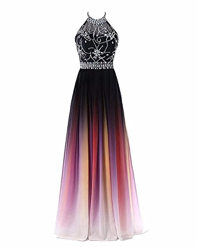 Fashionable Women's Simple Gradient Halter Evening Dress