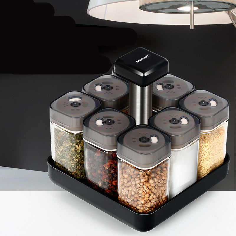 Spice Jar Glass Organizer Pepper Seasoning Container Kitchen