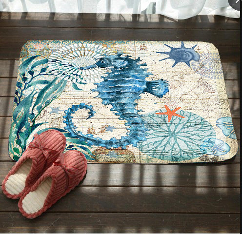 Sea turtle octopus seahorse doormat