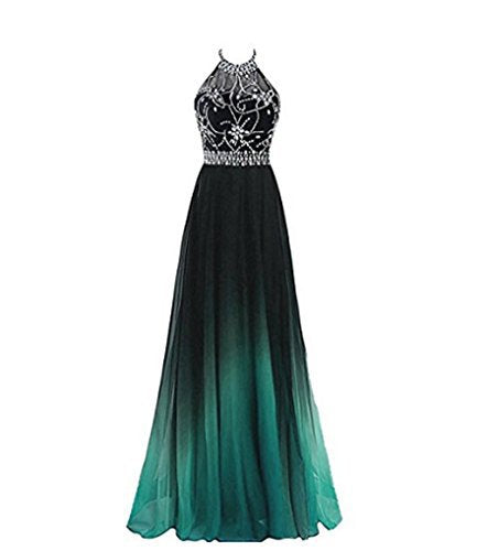 Fashionable Women's Simple Gradient Halter Evening Dress