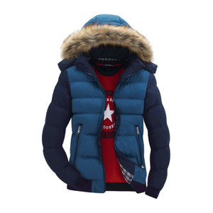 Mens Two Tone Puffer Jacket with Removable Hood - Yahko Merchandise