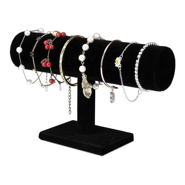 T-Stand For Necklaces & Bracelets Black Velvet Holder Organizer Jewelry Display