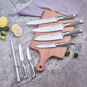 Chef Knives with Non - Slip German Stainless Steel Hollow Handle Cutlery Set with Multifunctional Scissors Knife Sharpener, Kitchen Knife Set, 15 Piece Knife Sets with Block - Yahko Merchandise