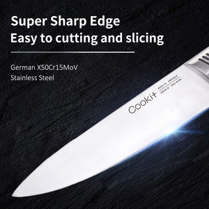 Chef Knives with Non - Slip German Stainless Steel Hollow Handle Cutlery Set with Multifunctional Scissors Knife Sharpener, Kitchen Knife Set, 15 Piece Knife Sets with Block - Yahko Merchandise