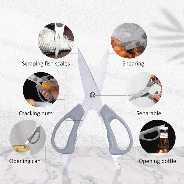 Chef Knives with Non - Slip German Stainless Steel Hollow Handle Cutlery Set with Multifunctional Scissors Knife Sharpener, Kitchen Knife Set, 15 Piece Knife Sets with Block - Yahko Merchandise