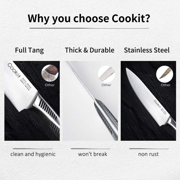 Chef Knives with Non - Slip German Stainless Steel Hollow Handle Cutlery Set with Multifunctional Scissors Knife Sharpener, Kitchen Knife Set, 15 Piece Knife Sets with Block - Yahko Merchandise