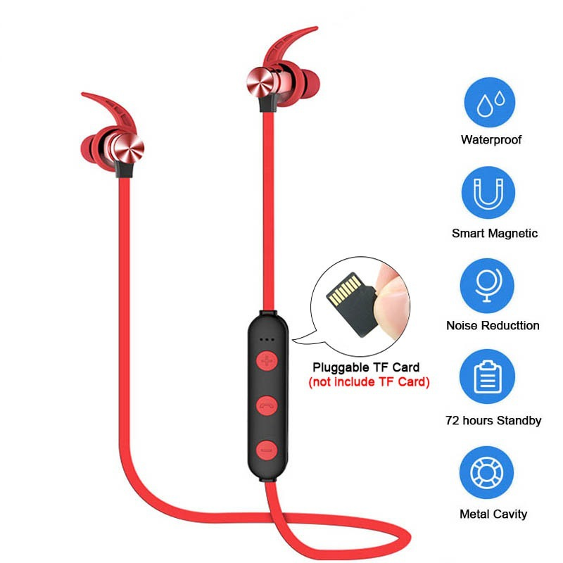 Sports Bluetooth Earphone Magnetic Wireless Headset Support TF