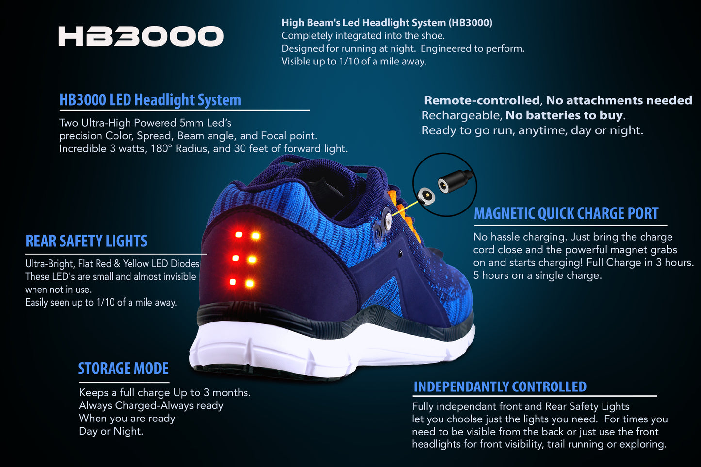 Night Runner Shoes With Built-in Safety Lights Men's Shoes