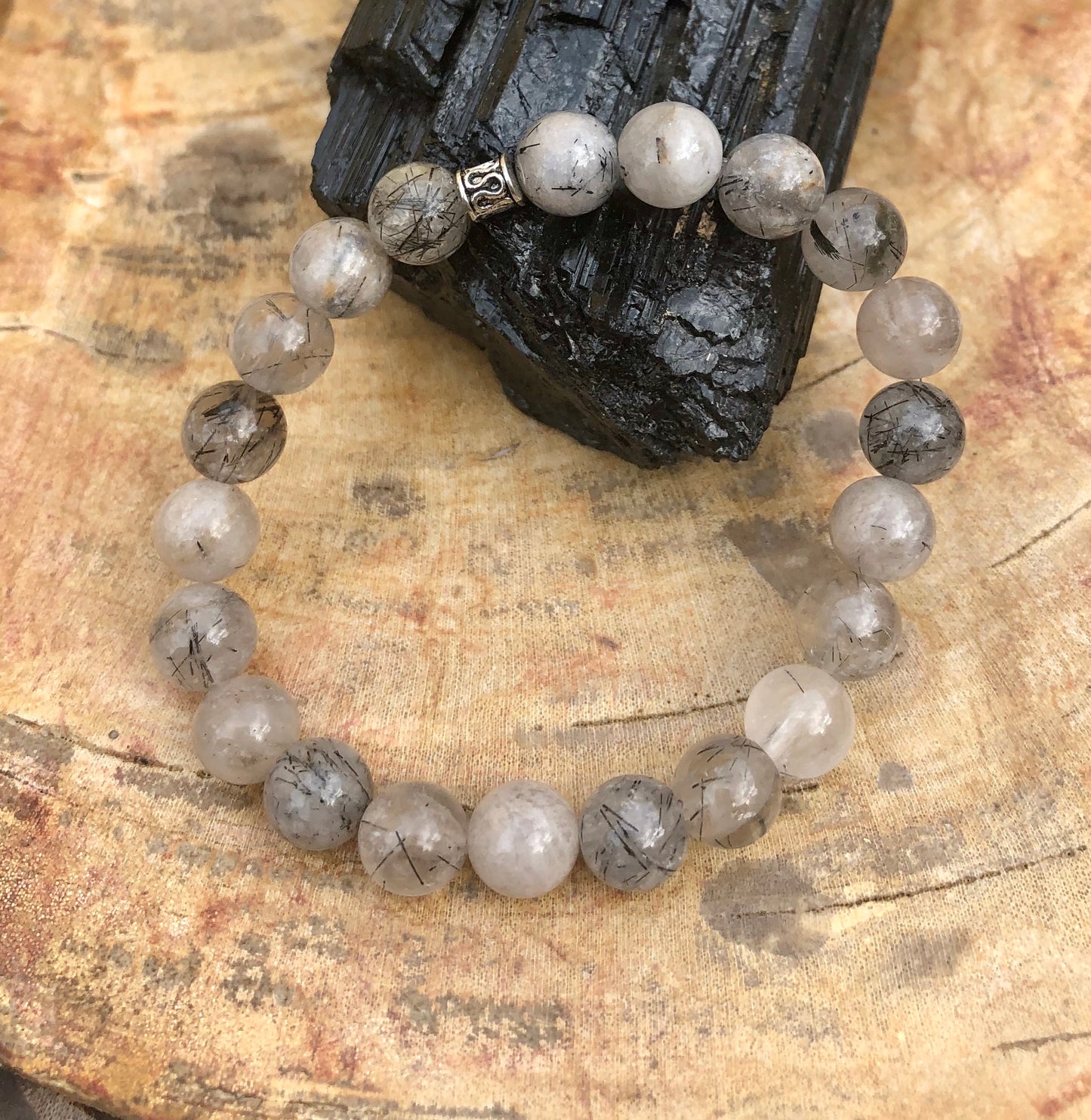 Black Tourmaline Quartz Stretch Bracelet