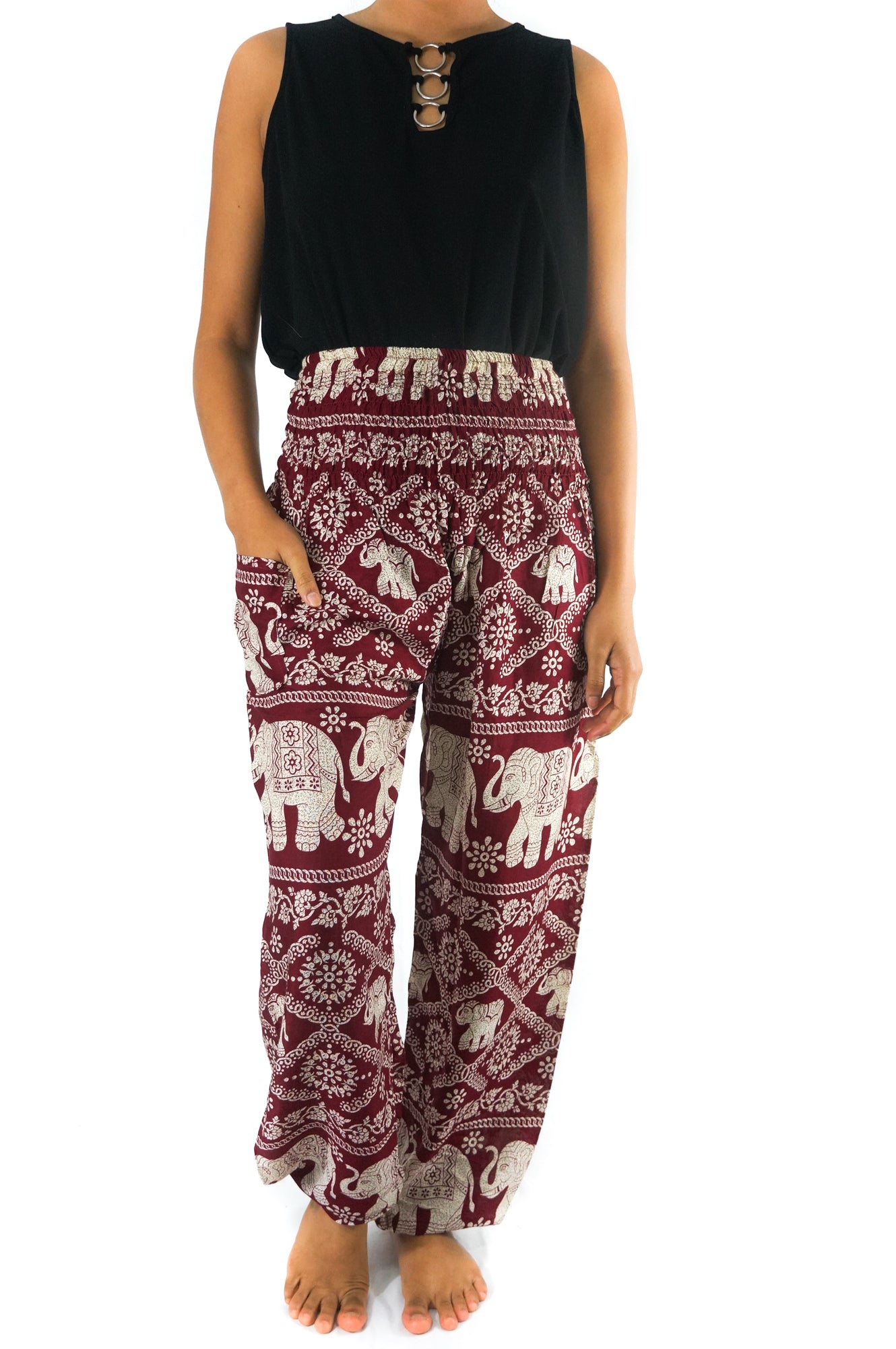 Burgundy Hippie Yoga Pants