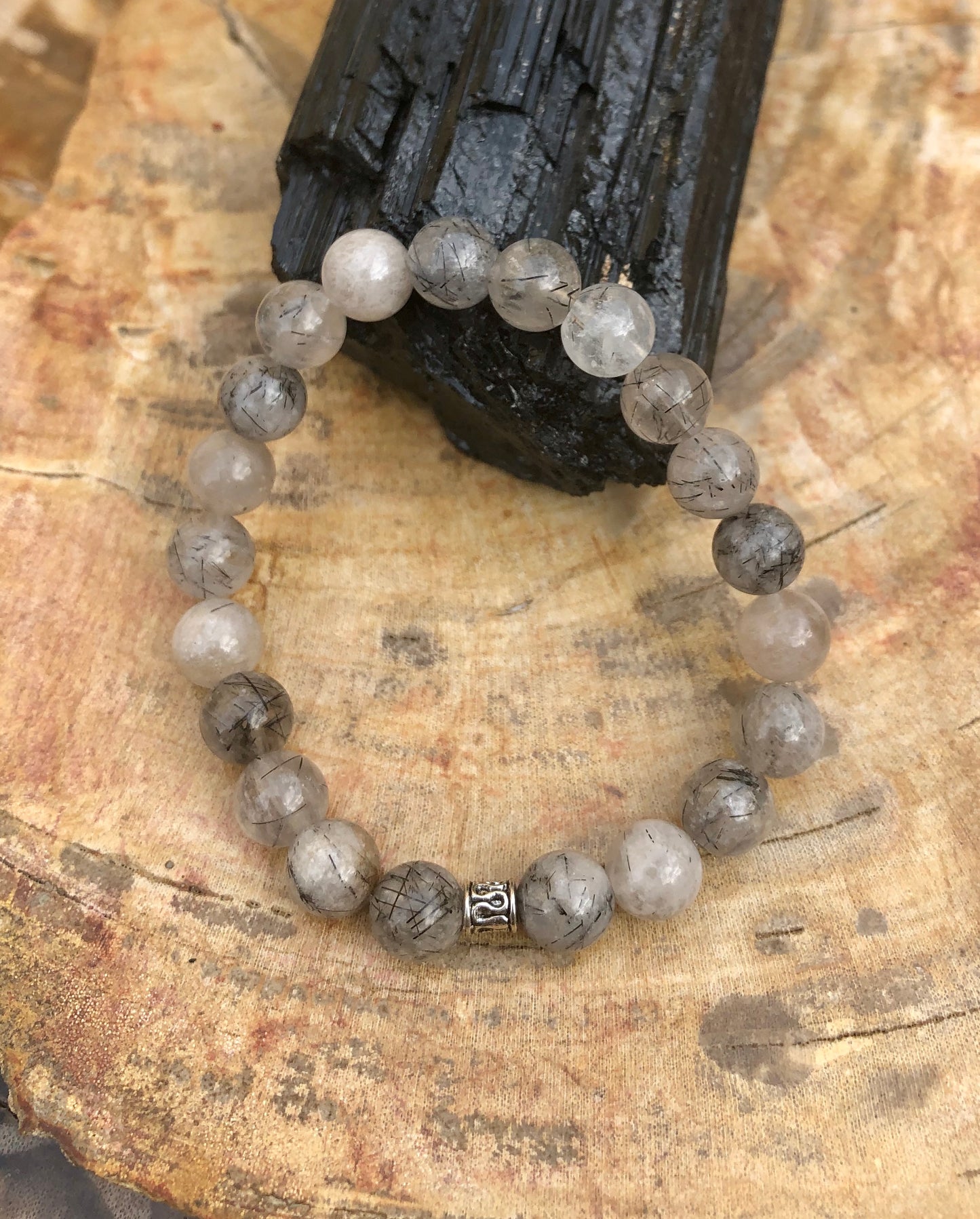 Black Tourmaline Quartz Stretch Bracelet