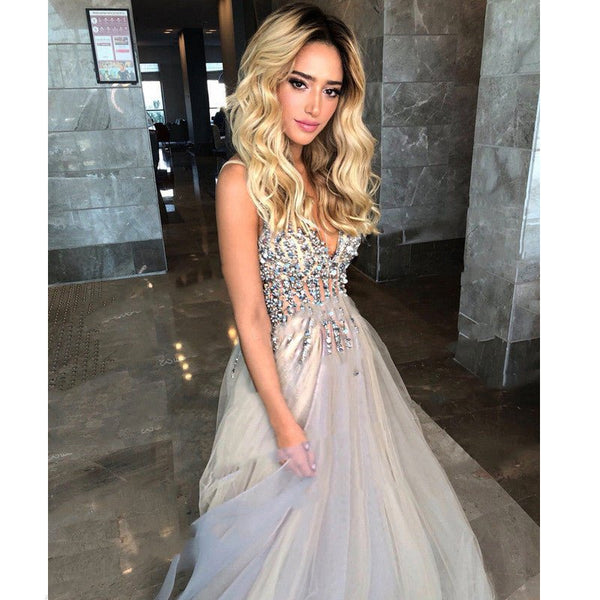 Diamond Grey Banquet Party Host Birthday Evening Dress - Yahko Merchandise