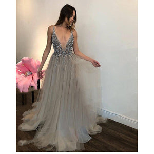 Diamond Grey Banquet Party Host Birthday Evening Dress - Yahko Merchandise