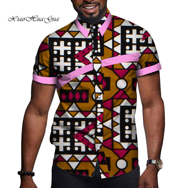 African Men Printed Polo