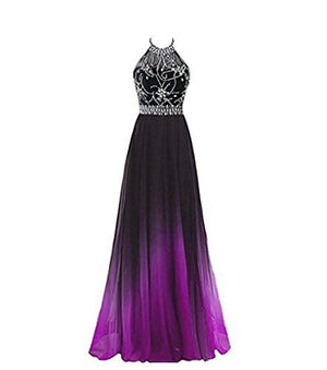 Fashionable Women's Simple Gradient Halter Evening Dress - Yahko Merchandise