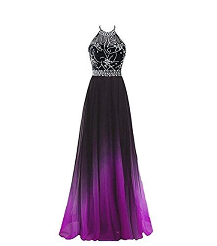 Fashionable Women's Simple Gradient Halter Evening Dress - Yahko Merchandise