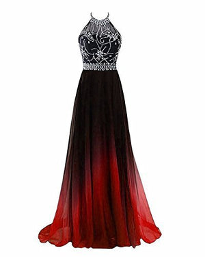 Fashionable Women's Simple Gradient Halter Evening Dress - Yahko Merchandise