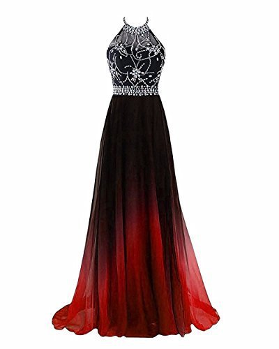 Fashionable Women's Simple Gradient Halter Evening Dress - Yahko Merchandise