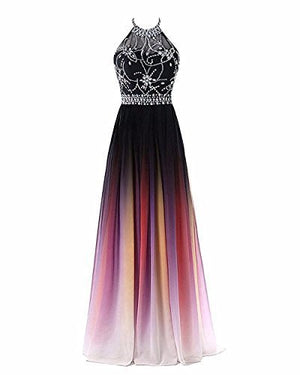 Fashionable Women's Simple Gradient Halter Evening Dress - Yahko Merchandise