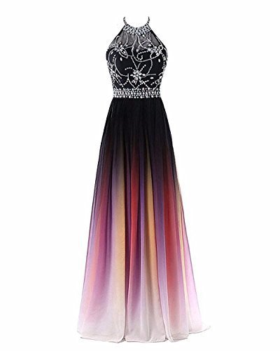 Fashionable Women's Simple Gradient Halter Evening Dress - Yahko Merchandise