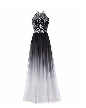 Fashionable Women's Simple Gradient Halter Evening Dress - Yahko Merchandise