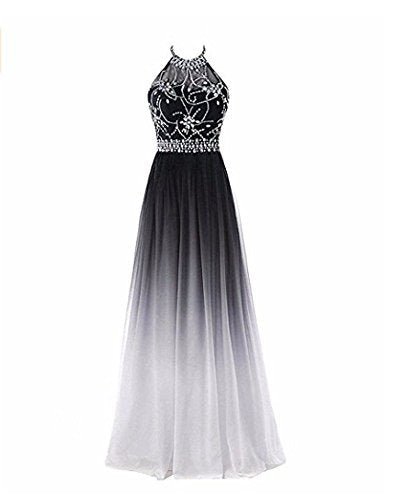Fashionable Women's Simple Gradient Halter Evening Dress - Yahko Merchandise