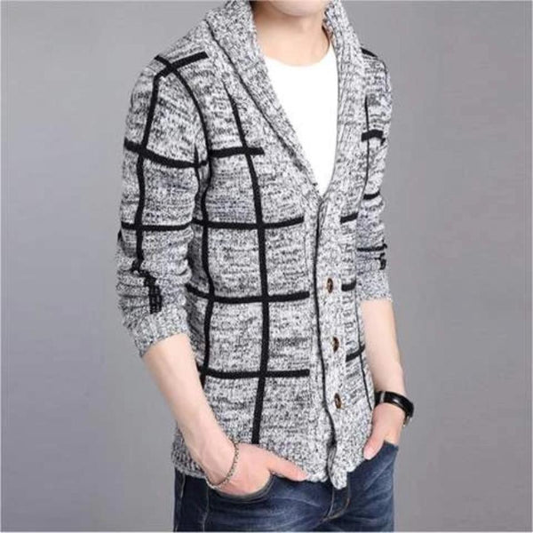 Mens Shawl Collar Gray Cardigan - Yahko Merchandise