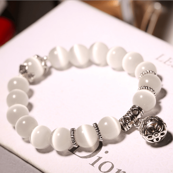 Natural opal beads bracelets crystal fashion women bracelet vintage stainless steel braceletes for women - Yahko Merchandise