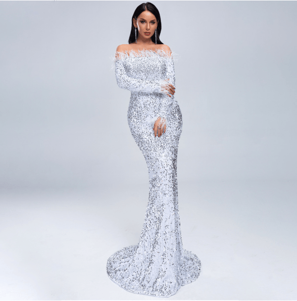 Off Shoulder Elegant Evening Dress - Yahko Merchandise