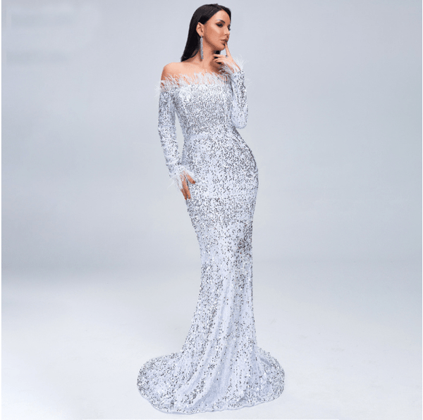 Off Shoulder Elegant Evening Dress - Yahko Merchandise