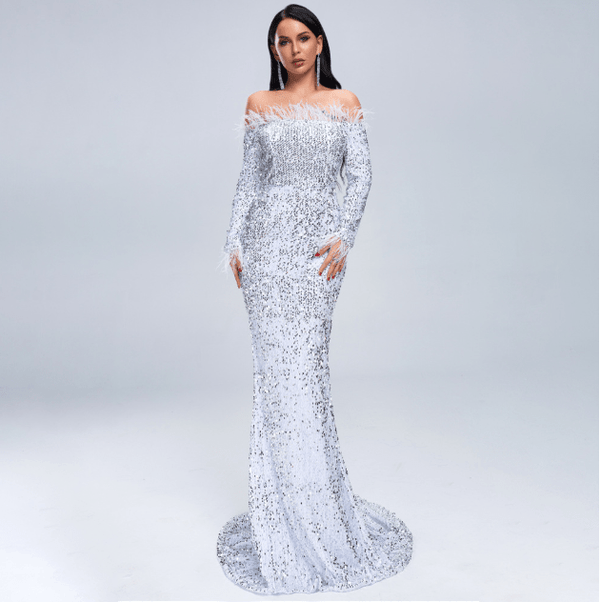 Off Shoulder Elegant Evening Dress - Yahko Merchandise