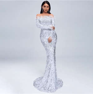 Off Shoulder Elegant Evening Dress - Yahko Merchandise