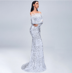 Off Shoulder Elegant Evening Dress - Yahko Merchandise