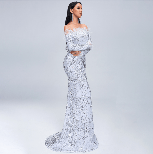 Off Shoulder Elegant Evening Dress - Yahko Merchandise