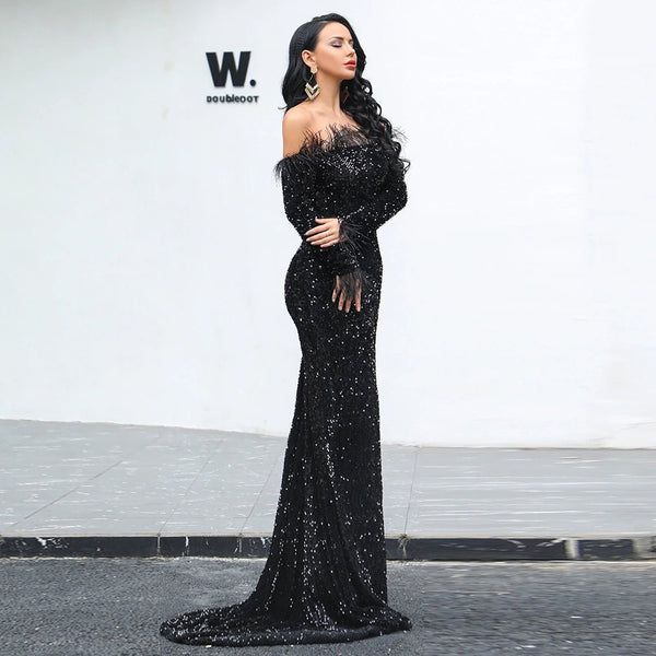 Off Shoulder Elegant Evening Dress - Yahko Merchandise