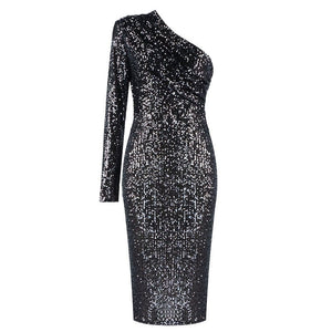 One - shoulder Dress Oblique Collar Wrapped Chest Evening Dress - Yahko Merchandise