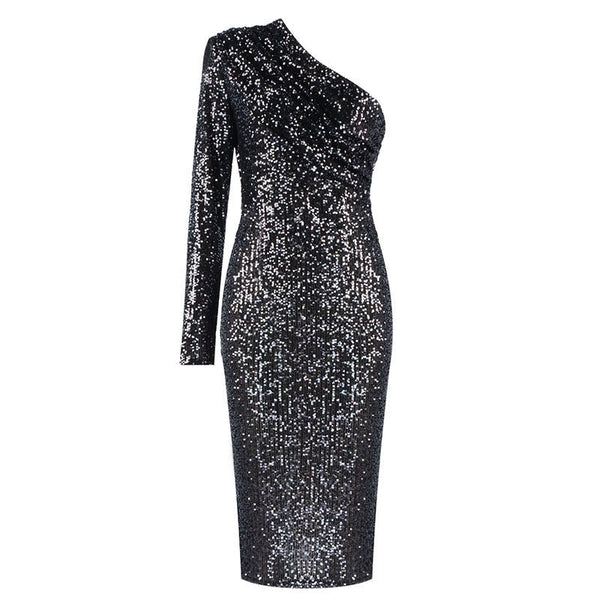 One - shoulder Dress Oblique Collar Wrapped Chest Evening Dress - Yahko Merchandise