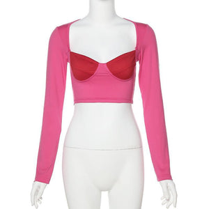Pink Long Sleeve Square Neck - Yahko Merchandise