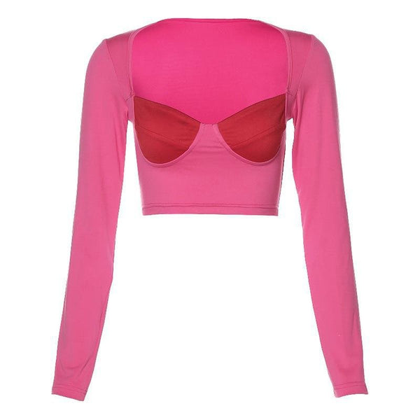Pink Long Sleeve Square Neck - Yahko Merchandise