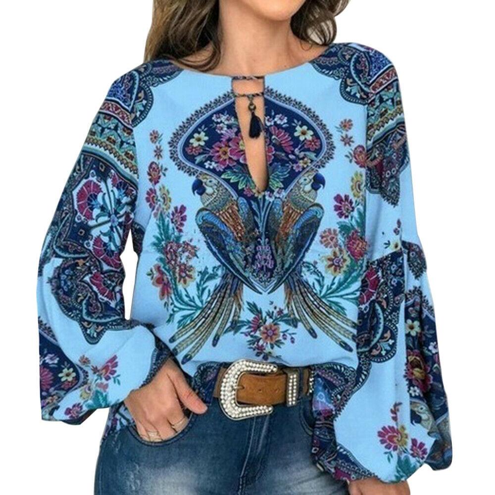 Floral V-Neck Long Lantern Sleeve