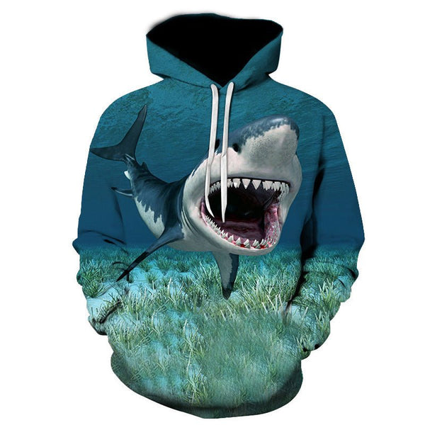 Shark Pullover Loose Hoodie For Men And Women 3 D Hoodies - Yahko Merchandise