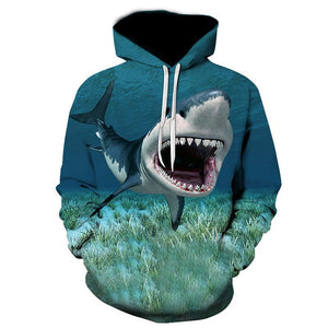 Shark Pullover Loose Hoodie For Men And Women 3 D Hoodies - Yahko Merchandise
