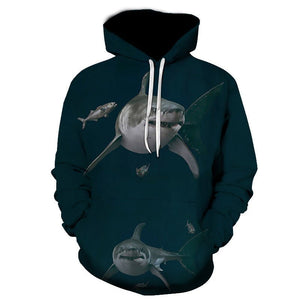 Shark Pullover Loose Hoodie For Men And Women 3 D Hoodies - Yahko Merchandise
