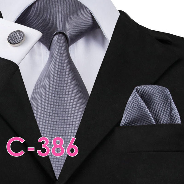Solid Silk Mens Ties Neck Tie Set For Men Suits Tie Handker - Yahko Merchandise